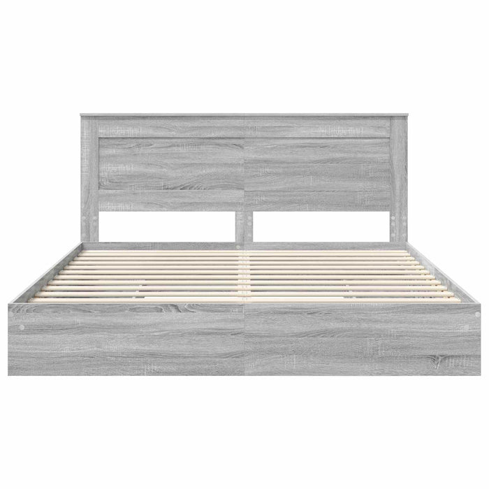 Letto con Contenitore con testiera-Struttura Letto con contenitore Grigio Sonoma 180 x 200 cm 735673
