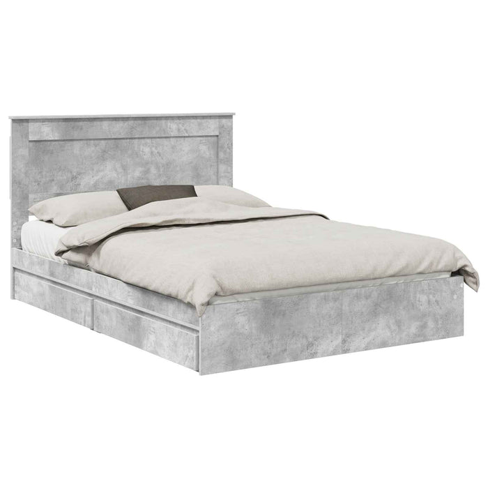 Letto con Contenitore con testiera-Struttura Letto con contenitore Grigio cemento 150 x 200 cm 339660