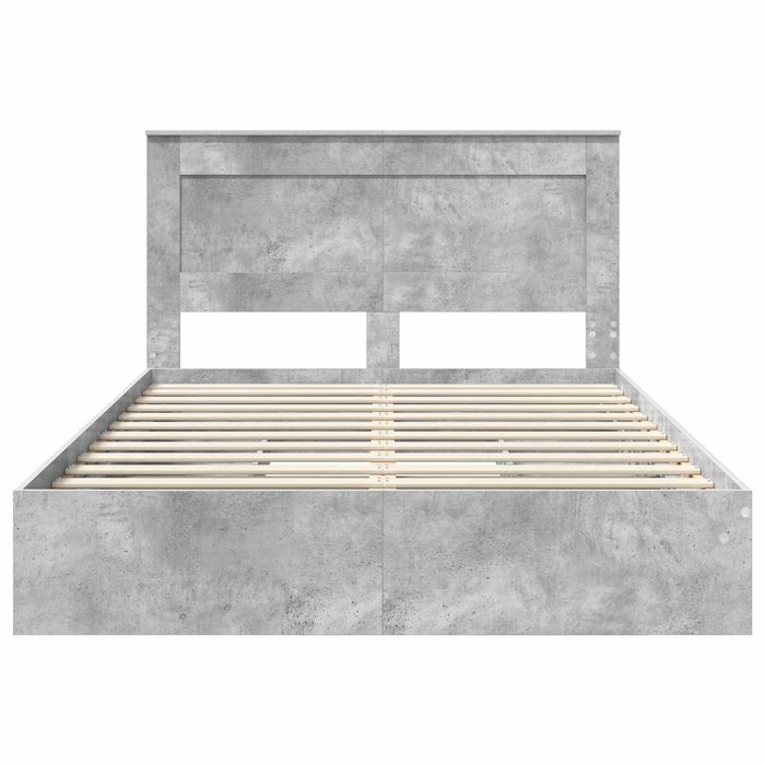Letto con Contenitore con testiera-Struttura Letto con contenitore Grigio cemento 150 x 200 cm 339660