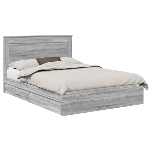 Letto con Contenitore con testiera-Struttura Letto con contenitore Grigio Sonoma 150 x 200 cm 348342