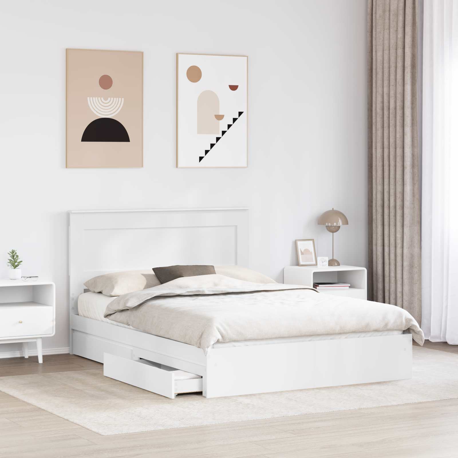 Letto con Contenitore Bianco 140 x 200 cm Legno multistrato 3410244