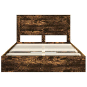 Letto con Contenitore con testiera-Struttura Letto con contenitore Rovere fum¨¦ 140 x 200 cm 300458