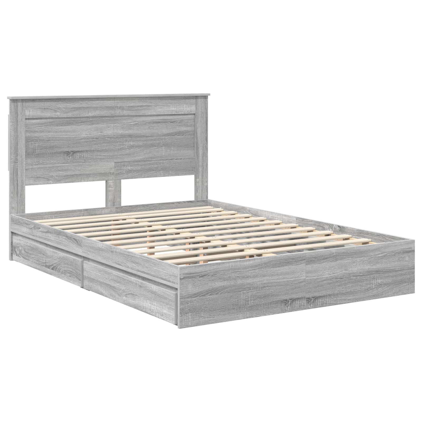 Letto con Contenitore con testiera Grigio Sonoma 140 x 200 cm