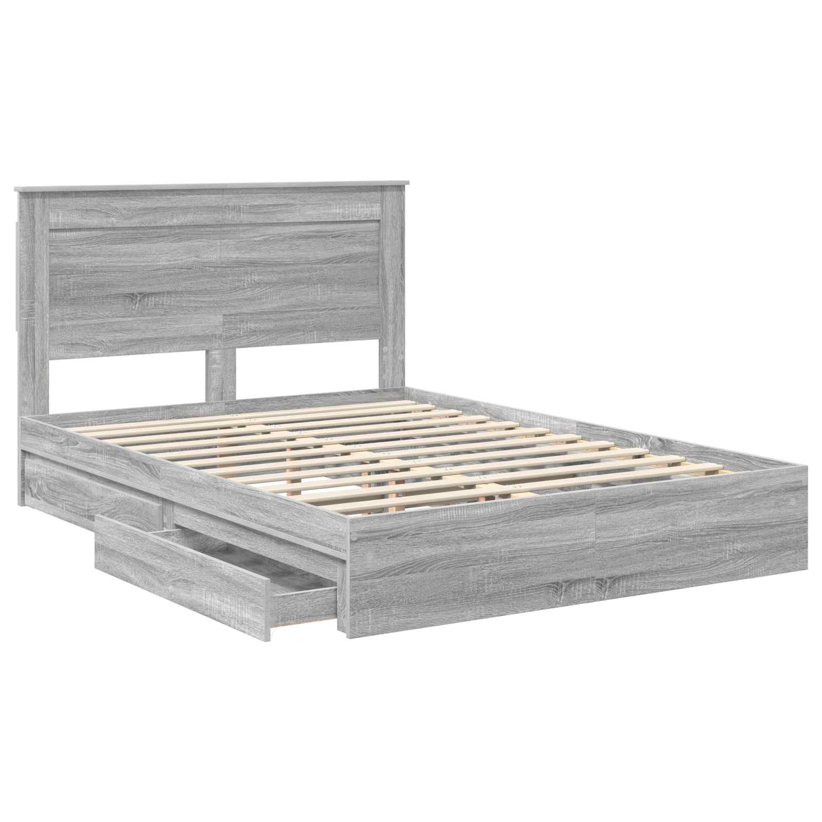 Letto con Contenitore con testiera Grigio Sonoma 140 x 200 cm