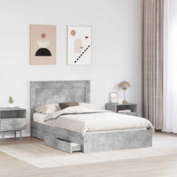 Letto con Contenitore con testiera-Struttura Letto con contenitore Grigio cemento 135 x 190 cm 898888