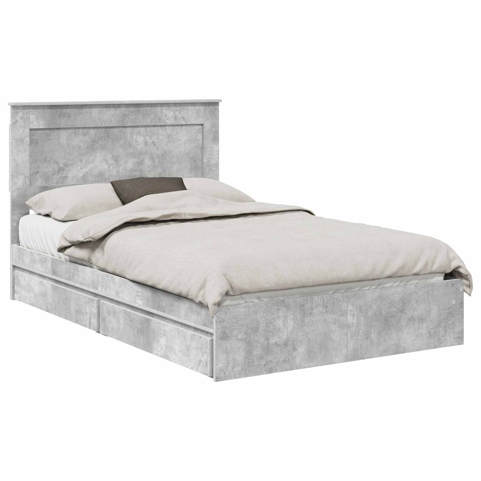 Letto con Contenitore con testiera-Struttura Letto con contenitore Grigio cemento 135 x 190 cm 898888