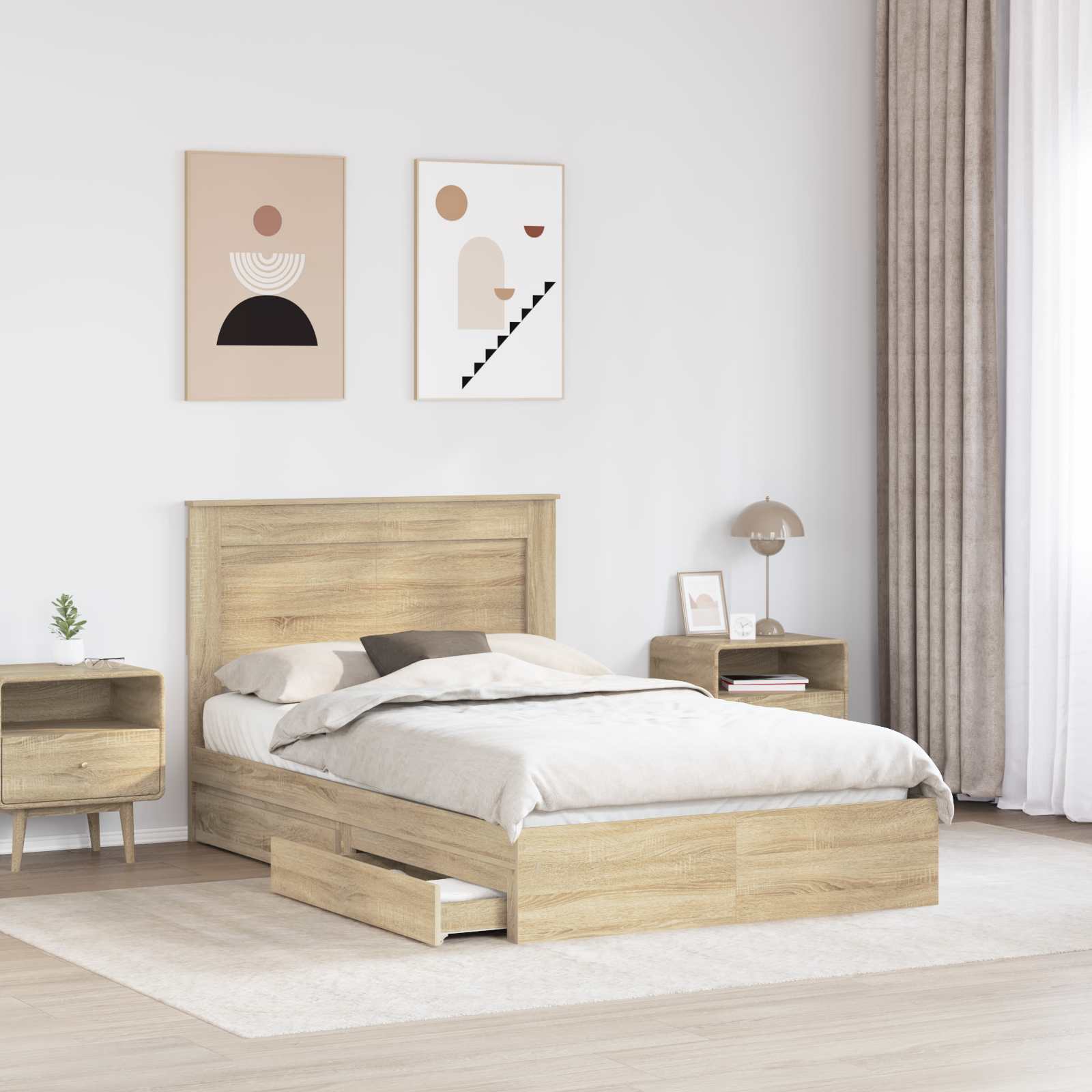 Letto con Contenitore con testiera-Struttura Letto con contenitore Rovere Sonoma 120 x 190 cm 476139