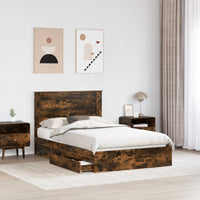 Letto con Contenitore con testiera-Struttura Letto con contenitore Rovere fum¨¦ 120 x 190 cm 578063