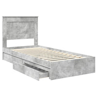 Letto con Contenitore con testiera-Struttura Letto con contenitore Grigio cemento 100 x 200 cm 676327