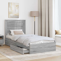 Letto con Contenitore con testiera-Struttura Letto con contenitore Grigio Sonoma 100 x 200 cm 715516