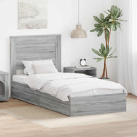 Letto con Contenitore con testiera-Struttura Letto con contenitore Grigio Sonoma 75 x 190 cm 206932