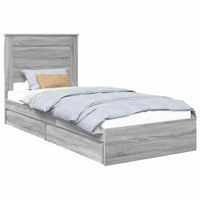 Letto con Contenitore con testiera-Struttura Letto con contenitore Grigio Sonoma 75 x 190 cm 206932