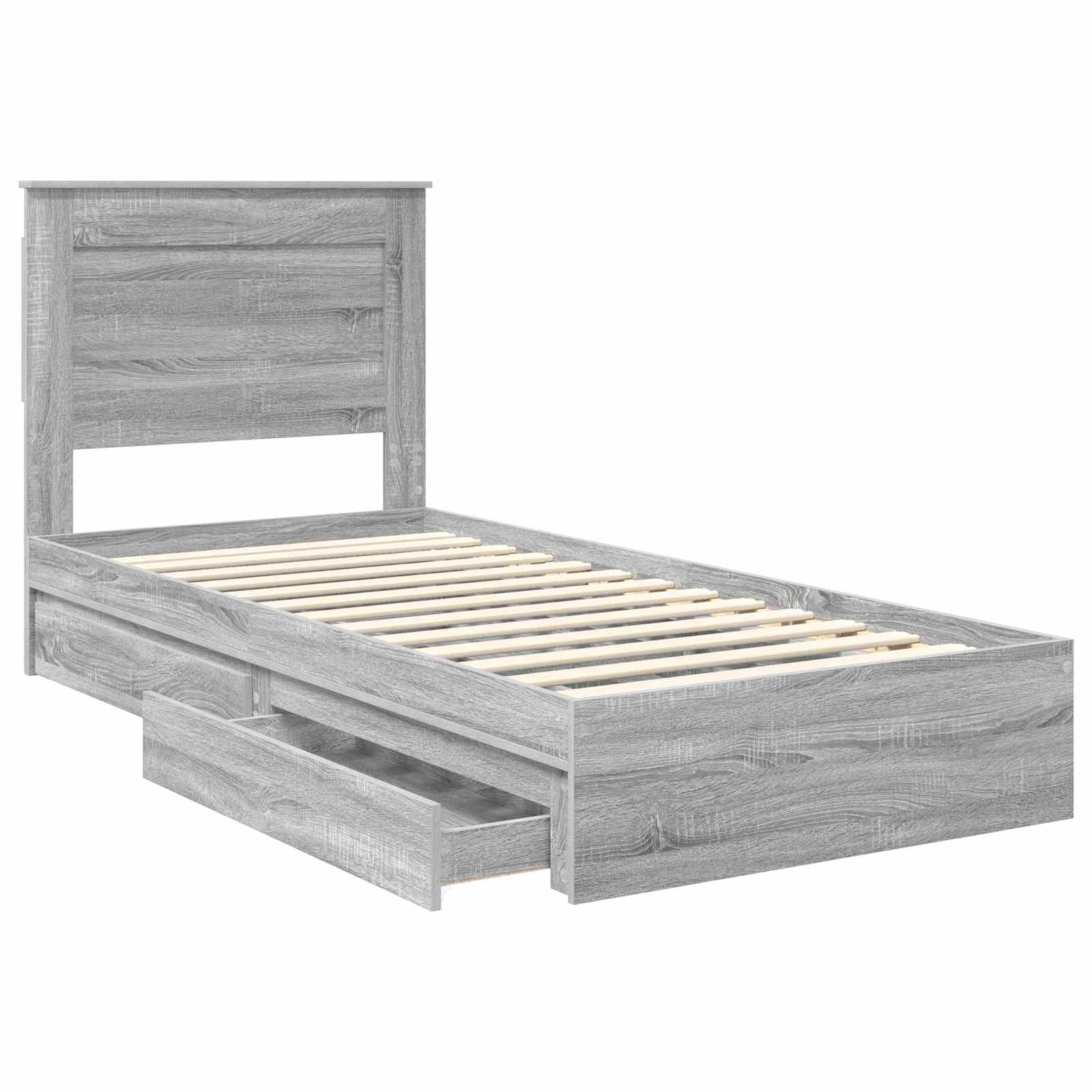 Letto con Contenitore con testiera Grigio Sonoma 75 x 190 cm