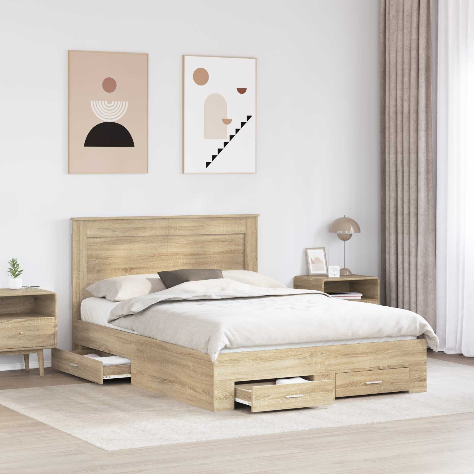 Struttura del letto con cassetto con testiera Legno multistrato