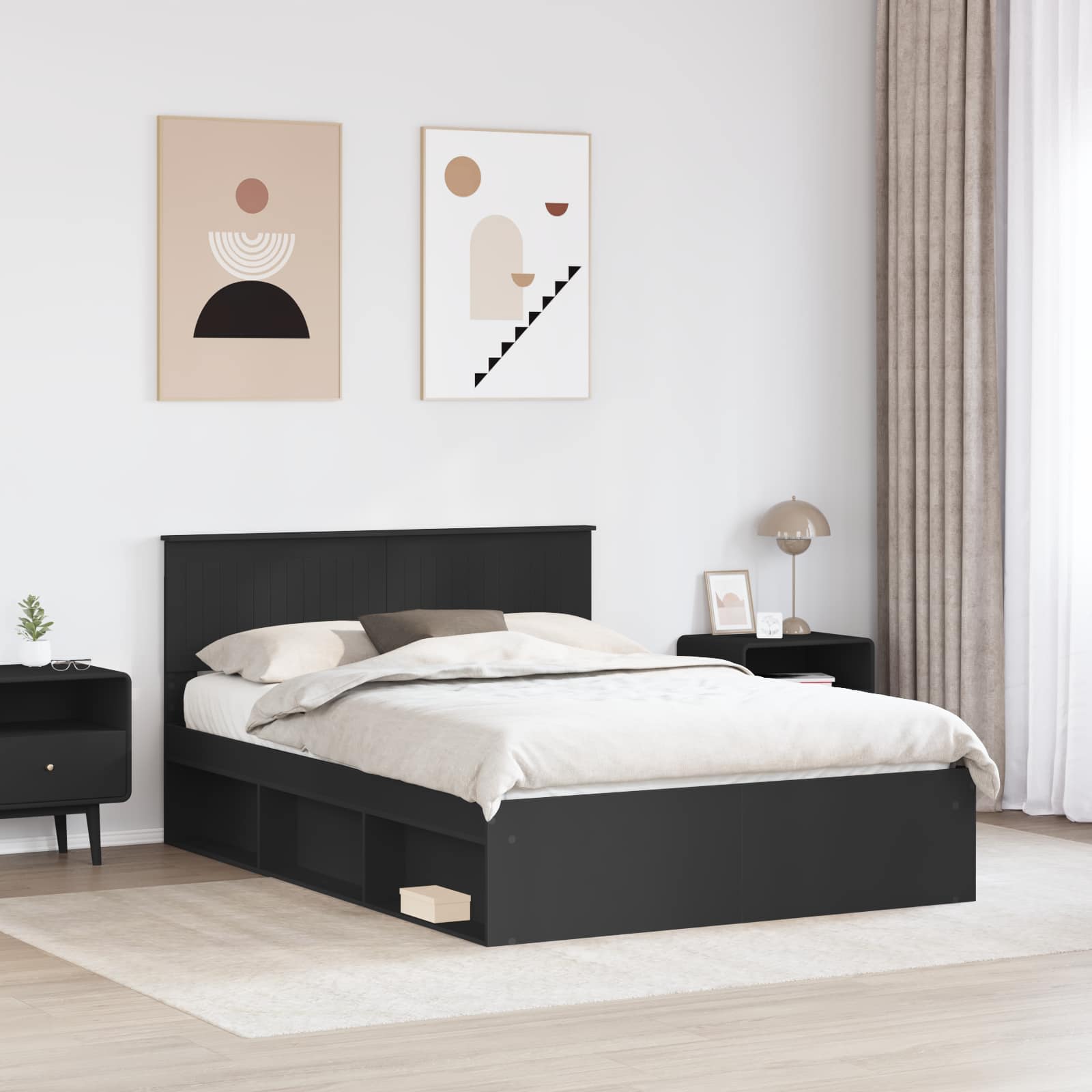 Struttura del letto Nero 140 x 200 cm Pino massello 3410592