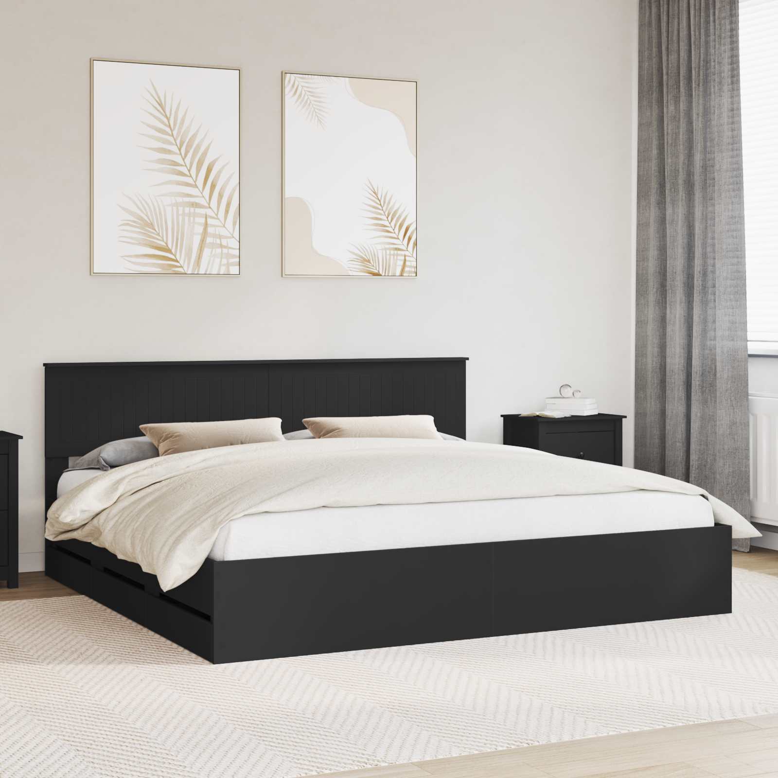 Struttura del letto Nero 200 x 200 cm Legno Ingegnerizzato 3410673