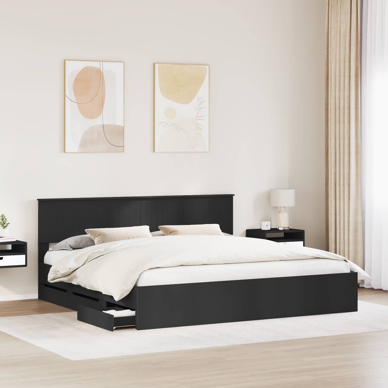 Struttura del letto Nero 200 x 200 cm Legno Ingegnerizzato 3410673