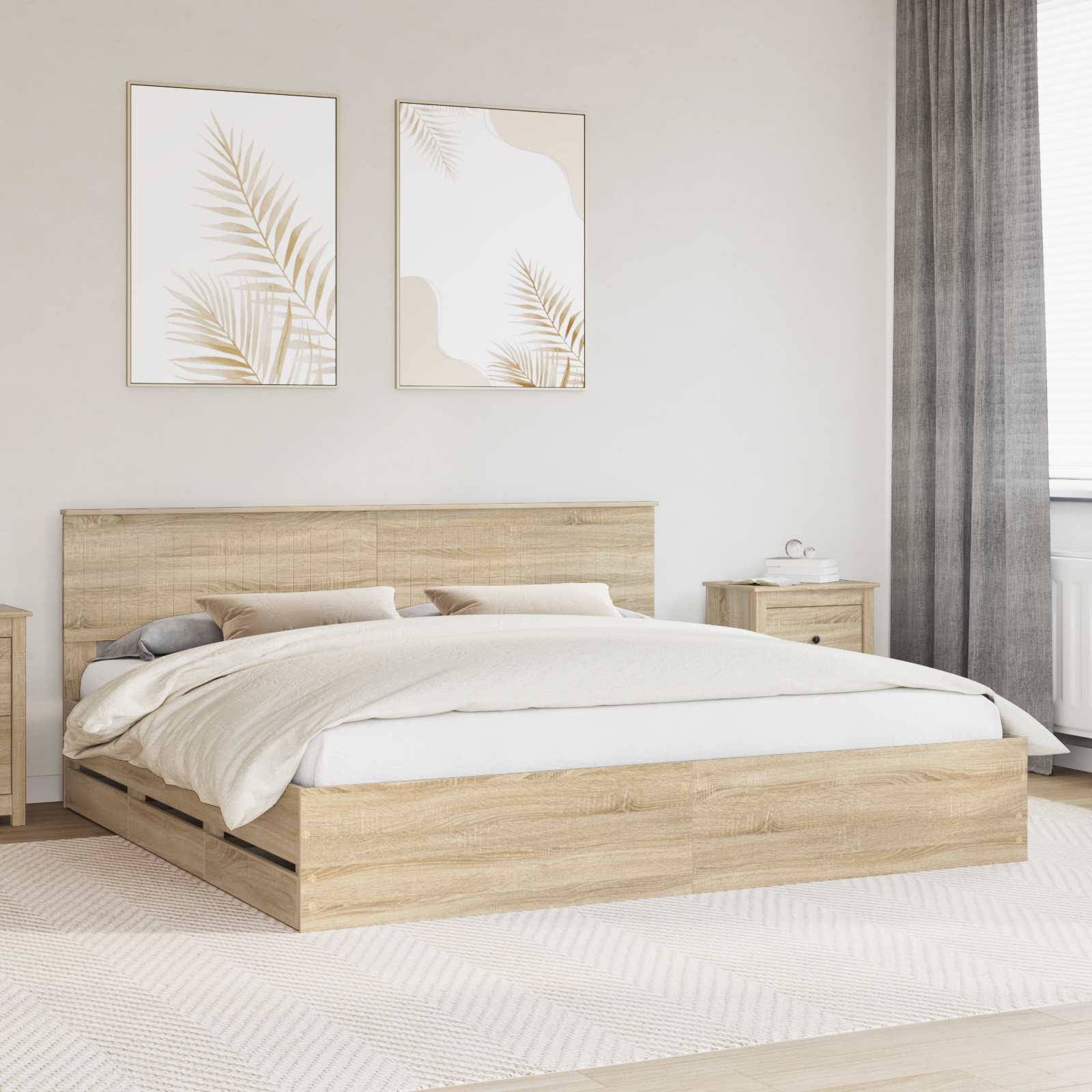 Struttura del letto con cassetto Rovere Sonoma 200 x 200 cm 3410674