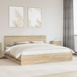 Struttura del letto con cassetto Rovere Sonoma 200 x 200 cm 3410674