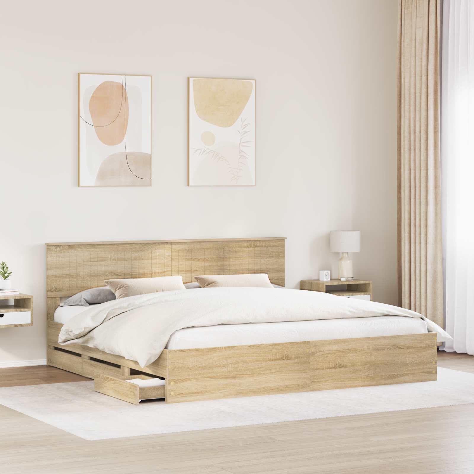 Struttura del letto con cassetto Rovere Sonoma 200 x 200 cm 3410674