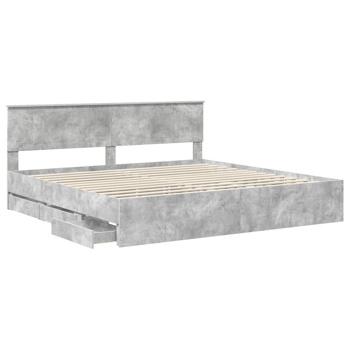 Struttura del letto con cassetto Grigio cemento 200 x 200 cm 3410675