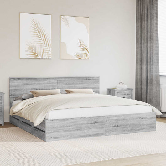 Struttura del letto con cassetto Grigio Sonoma 200 x 200 cm 3410677