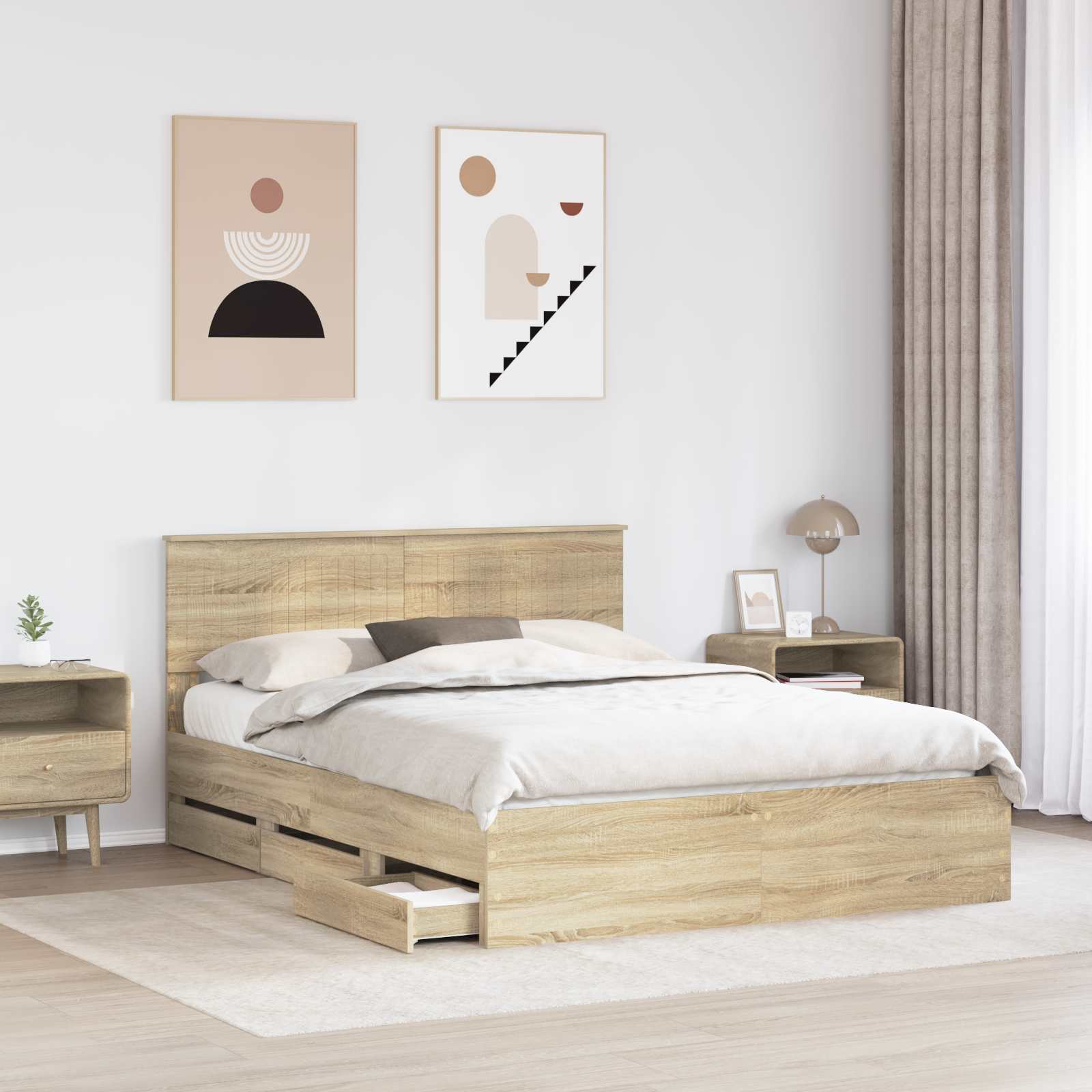 Struttura del letto con cassetto Rovere Sonoma 150 x 200 cm 3410695