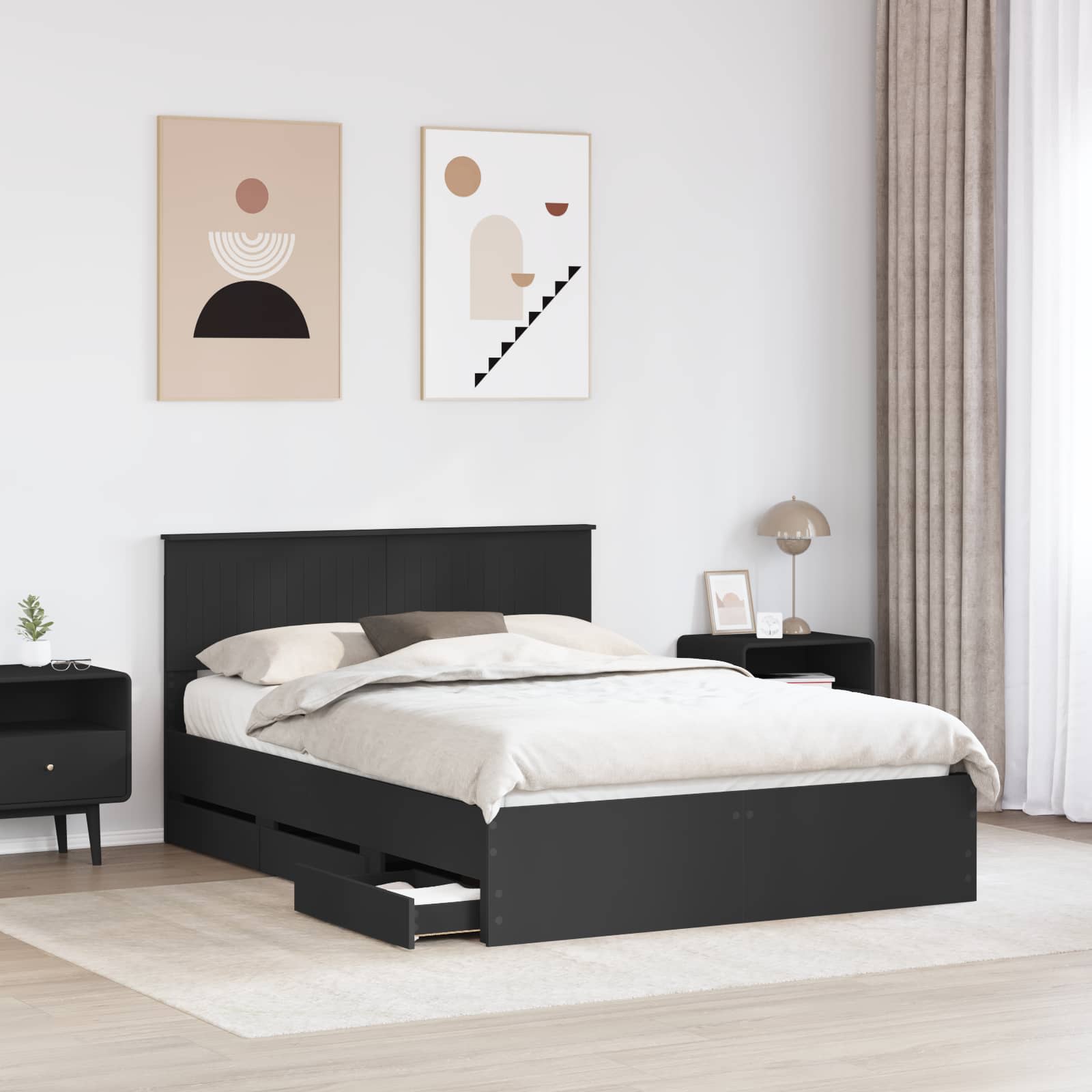 Struttura del letto Nero 140 x 190 cm Legno Ingegnerizzato 3410701