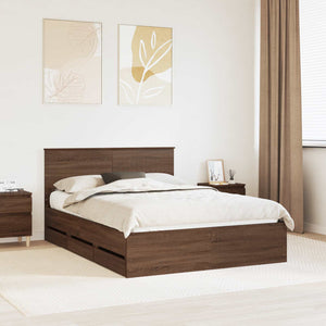 Struttura del letto con cassetto Rovere Marrone 135 x 190 cm 3410720