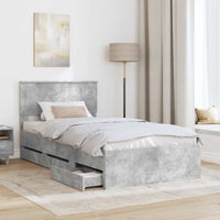 Struttura del letto con cassetto Grigio cemento 100 x 200 cm 3410738