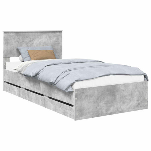 Struttura del letto con cassetto Grigio cemento 100 x 200 cm 3410738