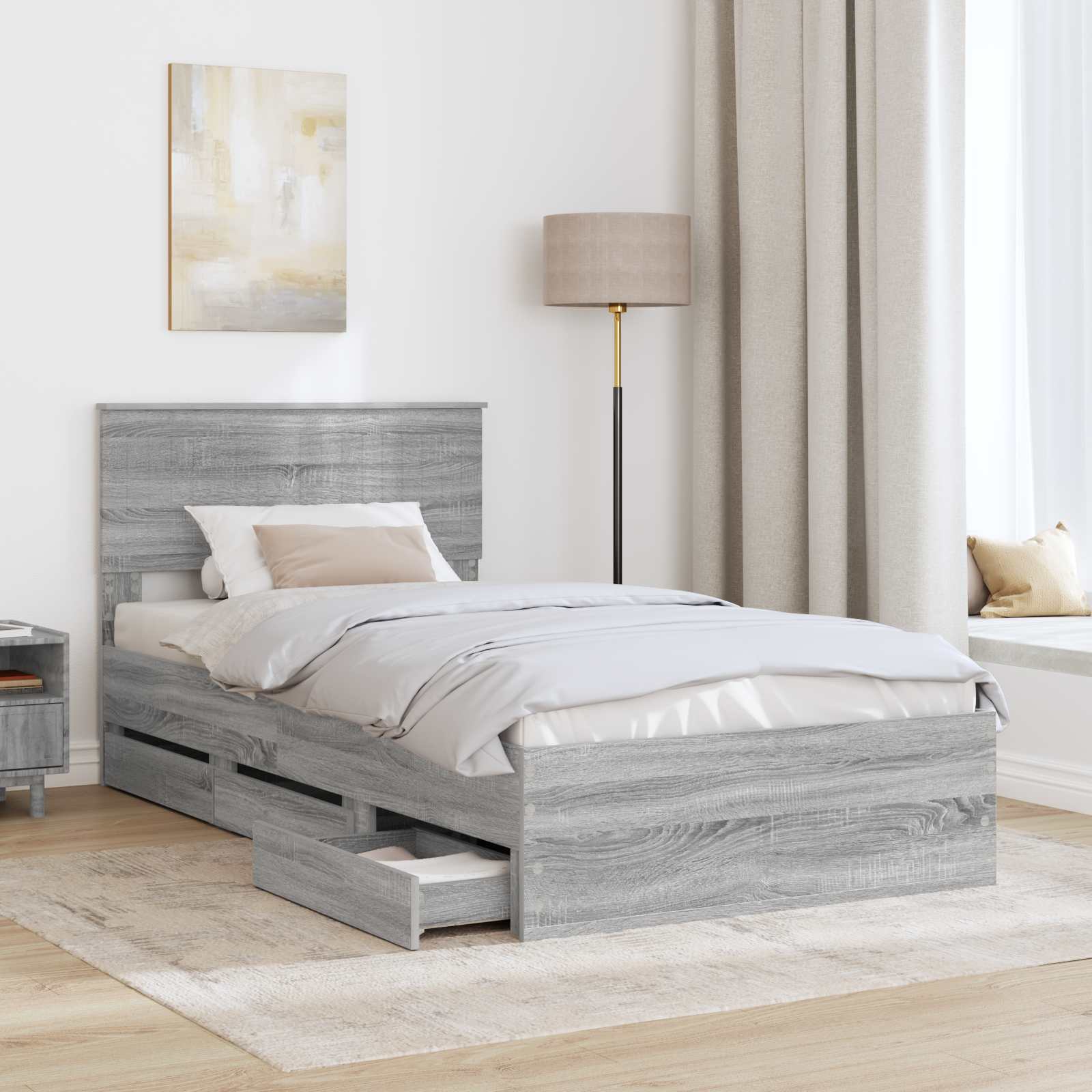 Struttura del letto con cassetto Grigio Sonoma 100 x 200 cm 3410740