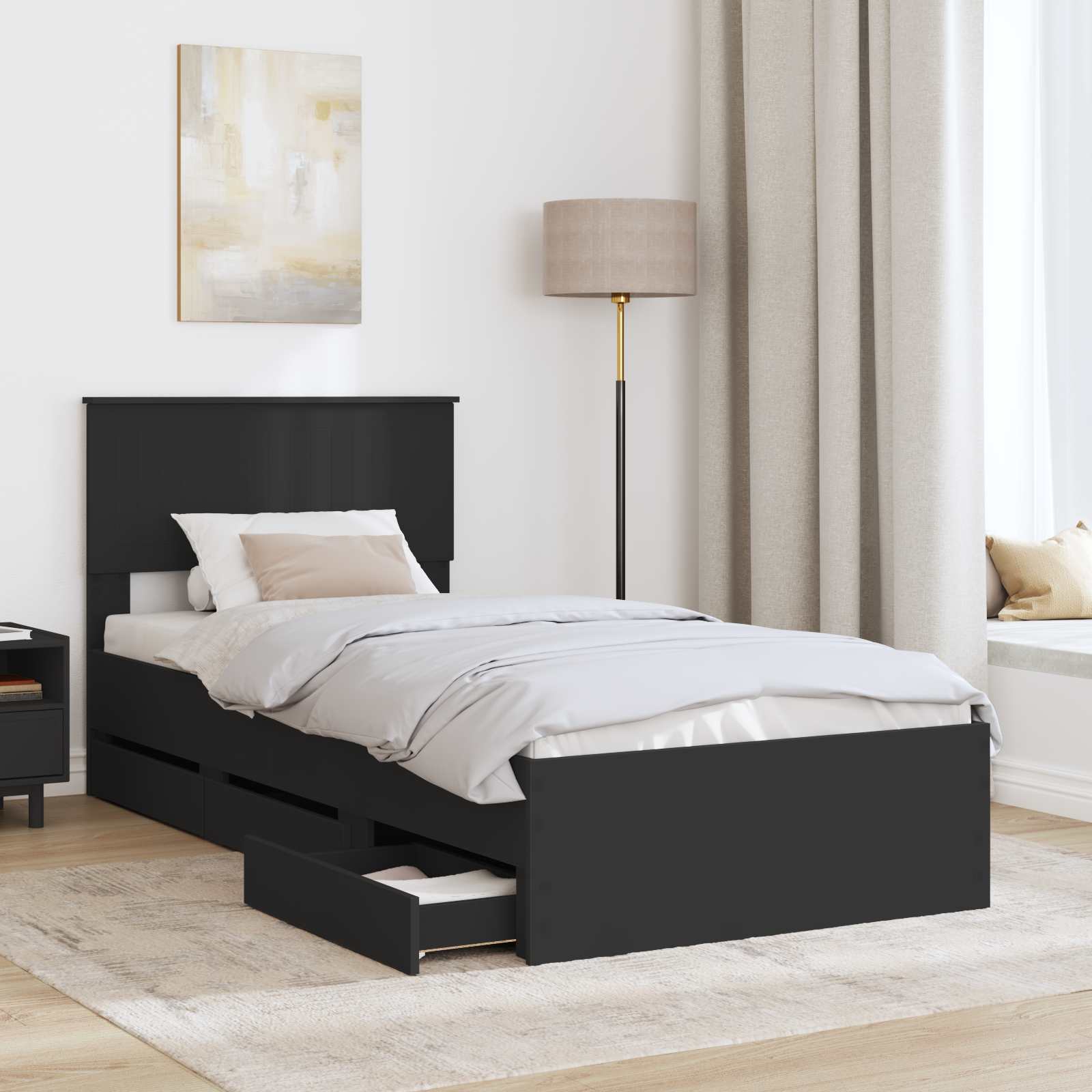 Struttura del letto Nero 90 x 200 cm Legno Ingegnerizzato 3410750
