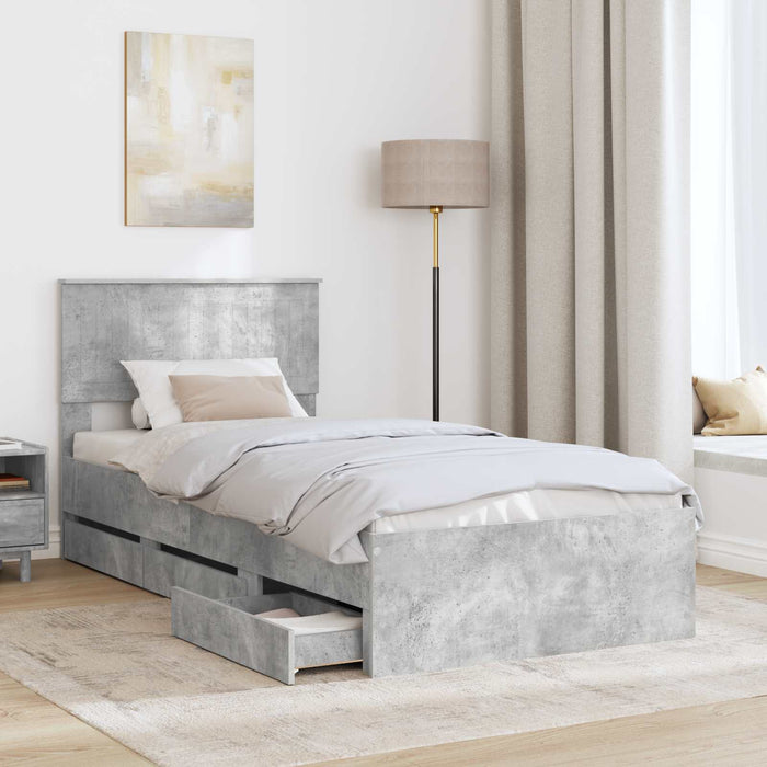 Struttura del letto con cassetto Grigio cemento 90 x 200 cm 3410752