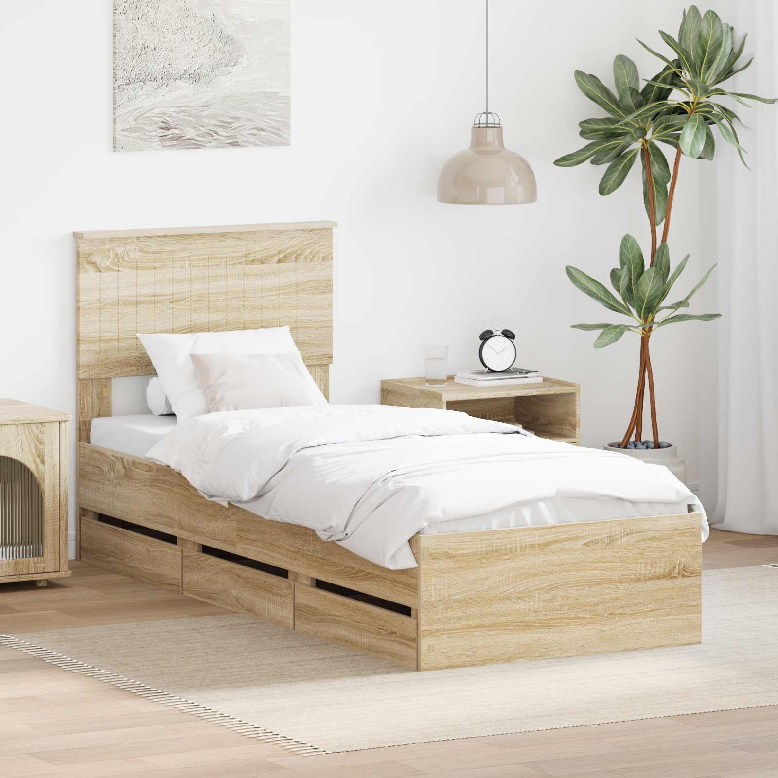 Struttura del letto con cassetto Rovere Sonoma 75 x 190 cm 3410758