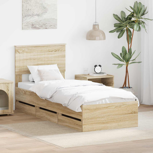 Struttura del letto con cassetto Rovere Sonoma 75 x 190 cm 3410758