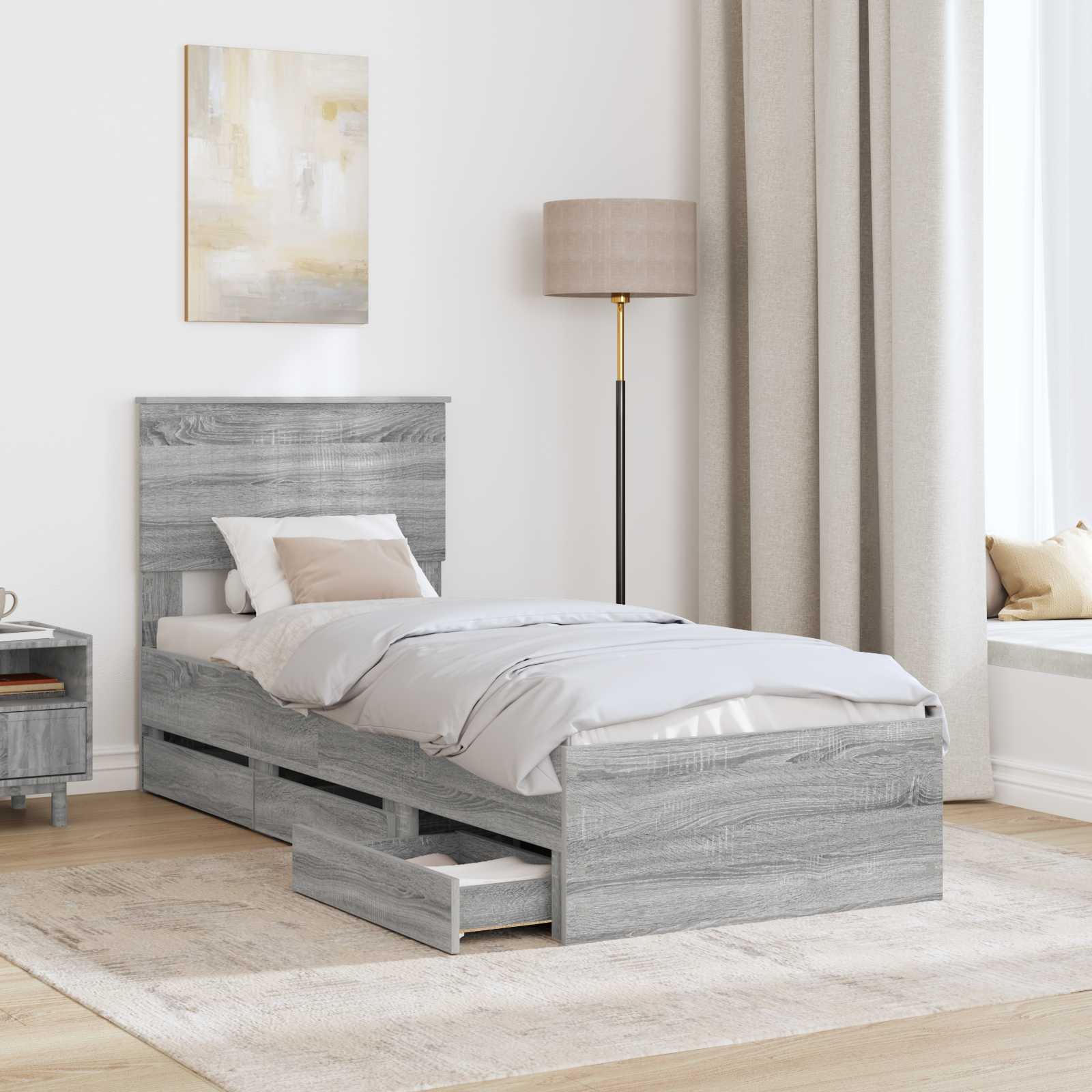 Struttura del letto con cassetto Grigio Sonoma 75 x 190 cm 3410761