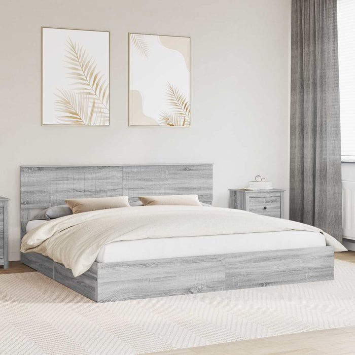 Letto con Contenitore con testiera-Struttura Letto con contenitore Grigio Sonoma 200 x 200 cm 340085