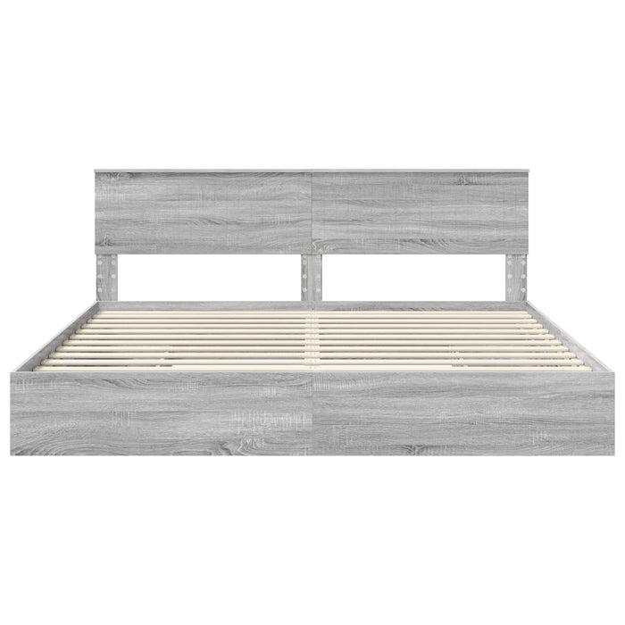 Letto con Contenitore con testiera-Struttura Letto con contenitore Grigio Sonoma 200 x 200 cm 340085