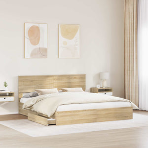 Letto con Contenitore con testiera-Struttura Letto con contenitore Rovere Sonoma 180 x 200 cm 706292