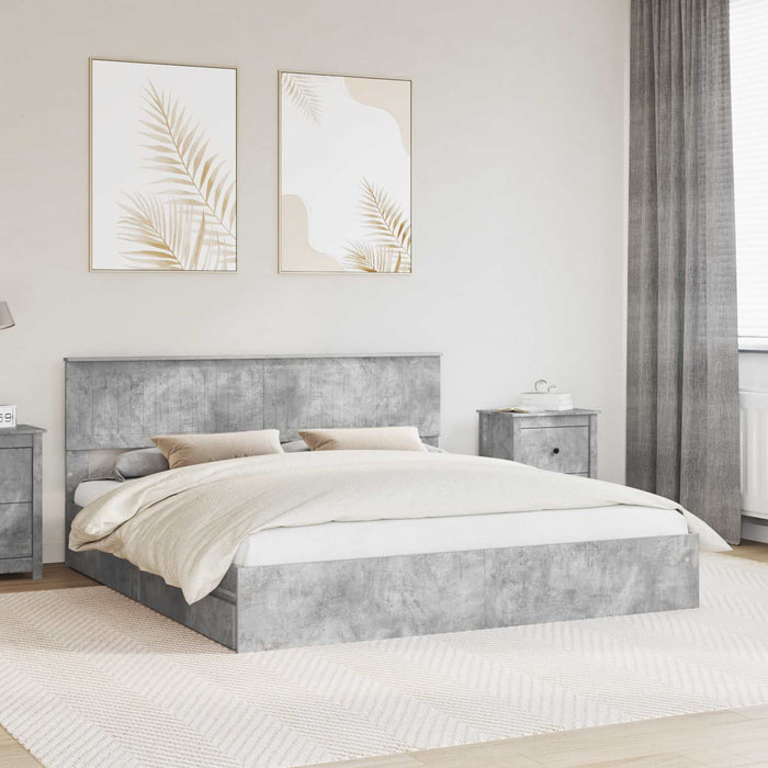Letto con Contenitore con testiera-Struttura Letto con contenitore Grigio cemento 180 x 200 cm 404565