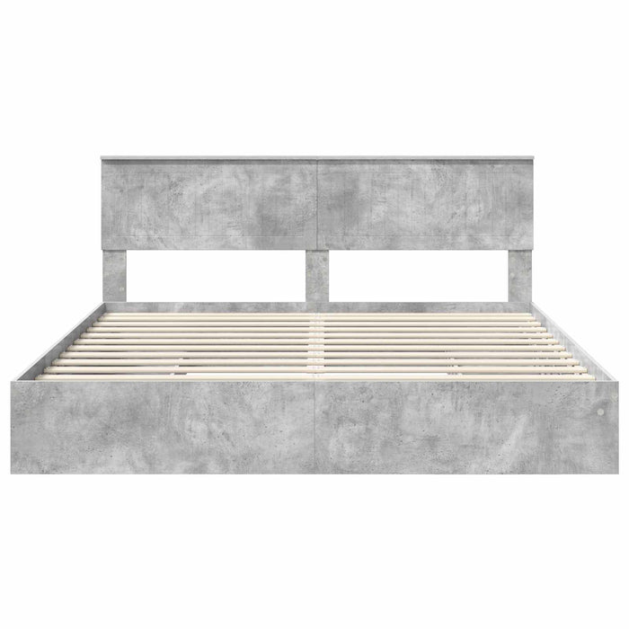 Letto con Contenitore con testiera-Struttura Letto con contenitore Grigio cemento 180 x 200 cm 404565