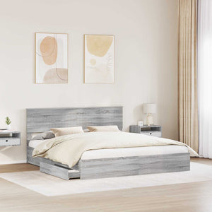 Letto con Contenitore con testiera-Struttura Letto con contenitore Grigio Sonoma 180 x 200 cm 654037