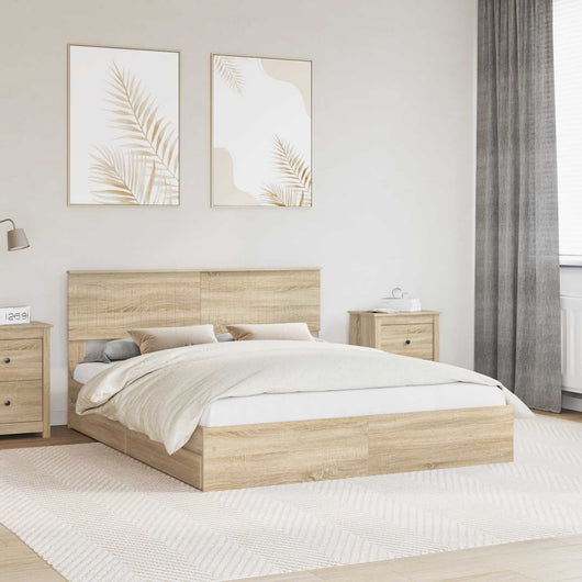 Letto con Contenitore con testiera-Struttura Letto con contenitore Rovere Sonoma 160 x 200 cm 412524
