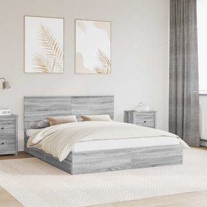 Letto con Contenitore con testiera-Struttura Letto con contenitore Grigio Sonoma 160 x 200 cm 937470