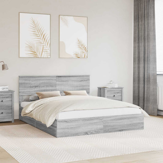 Letto con Contenitore con testiera-Struttura Letto con contenitore Grigio Sonoma 160 x 200 cm 937470