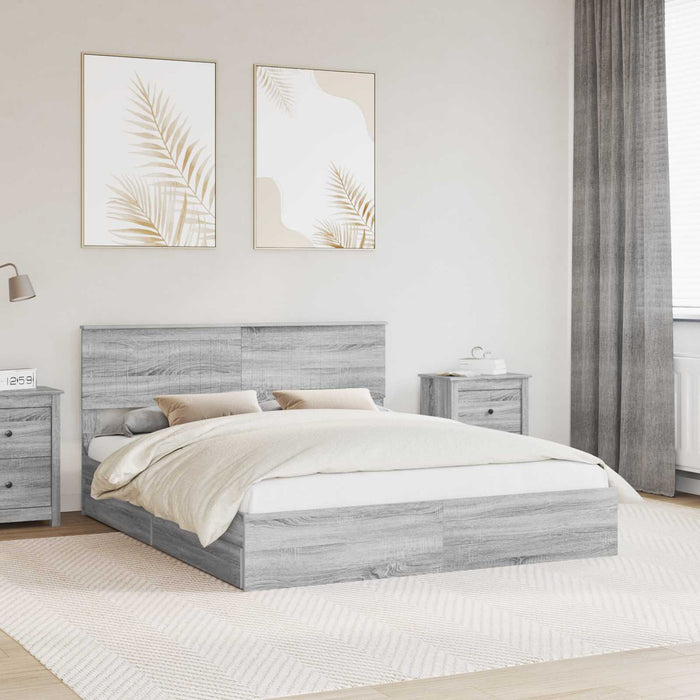 Letto con Contenitore con testiera-Struttura Letto con contenitore Grigio Sonoma 160 x 200 cm 937470