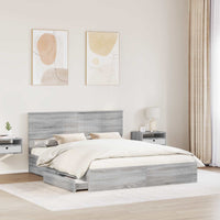 Letto con Contenitore con testiera-Struttura Letto con contenitore Grigio Sonoma 160 x 200 cm 937470