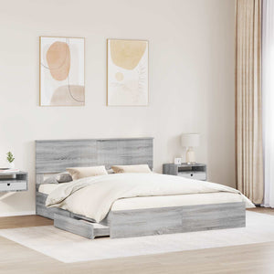 Letto con Contenitore con testiera-Struttura Letto con contenitore Grigio Sonoma 160 x 200 cm 937470