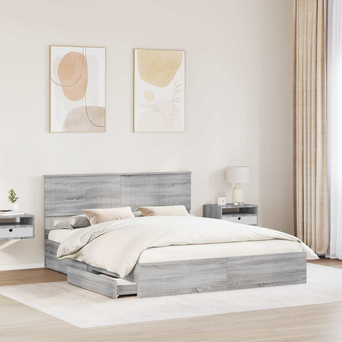 Letto con Contenitore con testiera-Struttura Letto con contenitore Grigio Sonoma 160 x 200 cm 937470